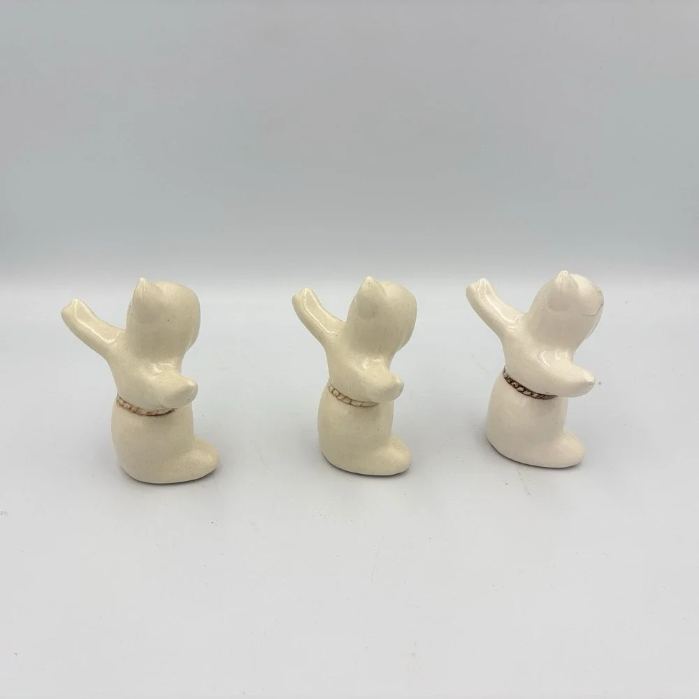 VTG Halloween Ceramic Faceless Ghost Figurines Set Of 3 Spooky Cute Decor